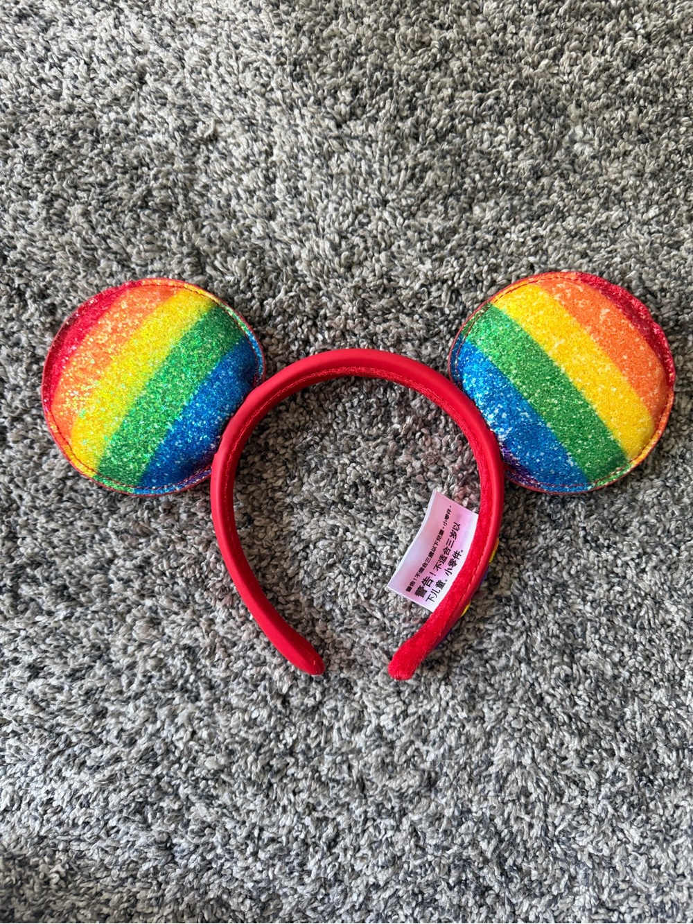 Disney Rainbow Glitter Mouse Ear Headband - Red Band